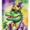 Edge Collections - 28" X 40" - Multicolor - Alligator King of Mardi Gras Outdoor Garden Banners - 1 Piece